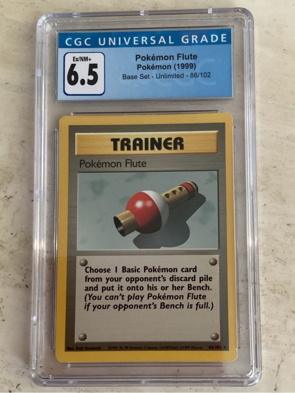 Pokemon Flute 1999 Base Set 86/102 CGC 6.5 TCG #86 WOTC